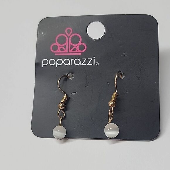 Paparazzi Womens Dangle Earrings White Clear Bead Beaded - Picture 1 of 2